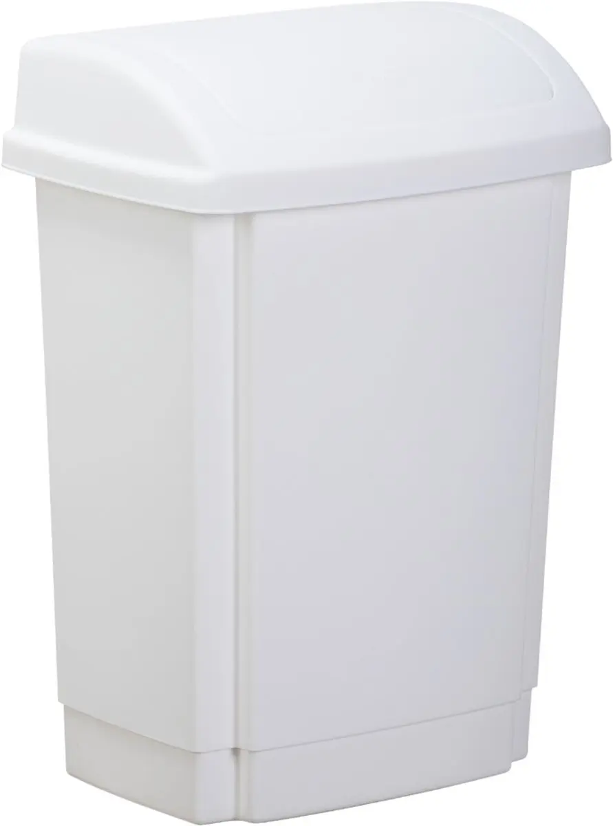 plast team afvalbak met swingdeksel, 15 liter, wit