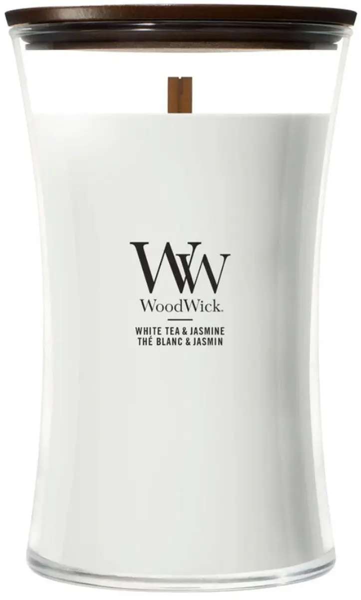 Woodwick Hourglass Geurkaars Large - White Tea & Jasmine 130u