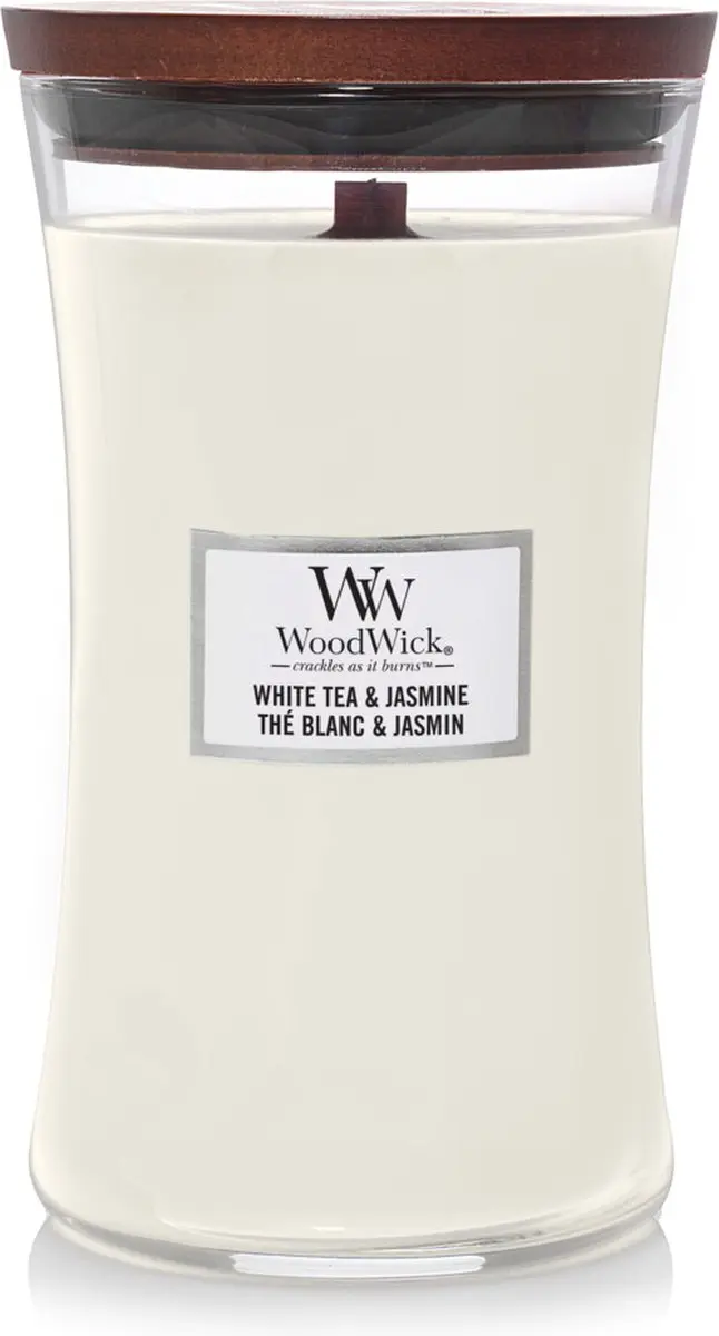 Woodwick Hourglass Geurkaars Large - White Tea & Jasmine 130u