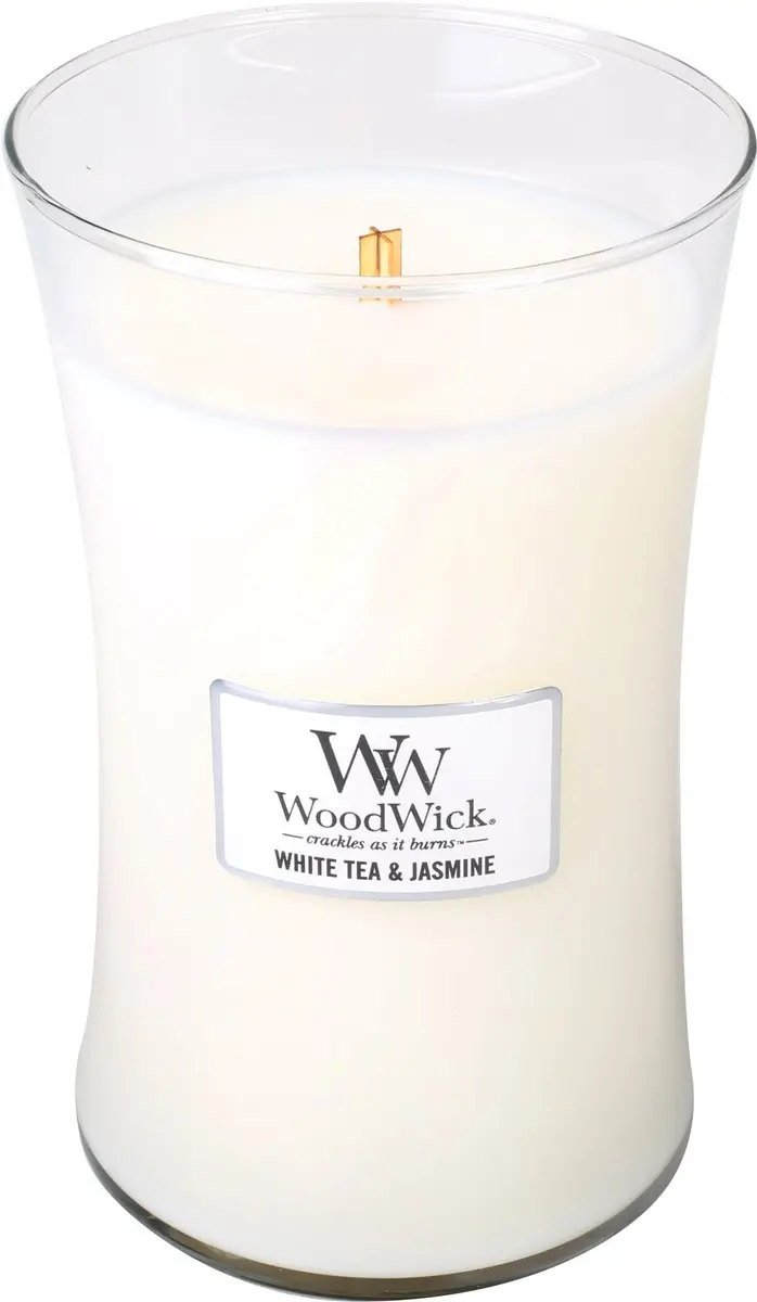 Woodwick Hourglass Geurkaars Large - White Tea & Jasmine 130u