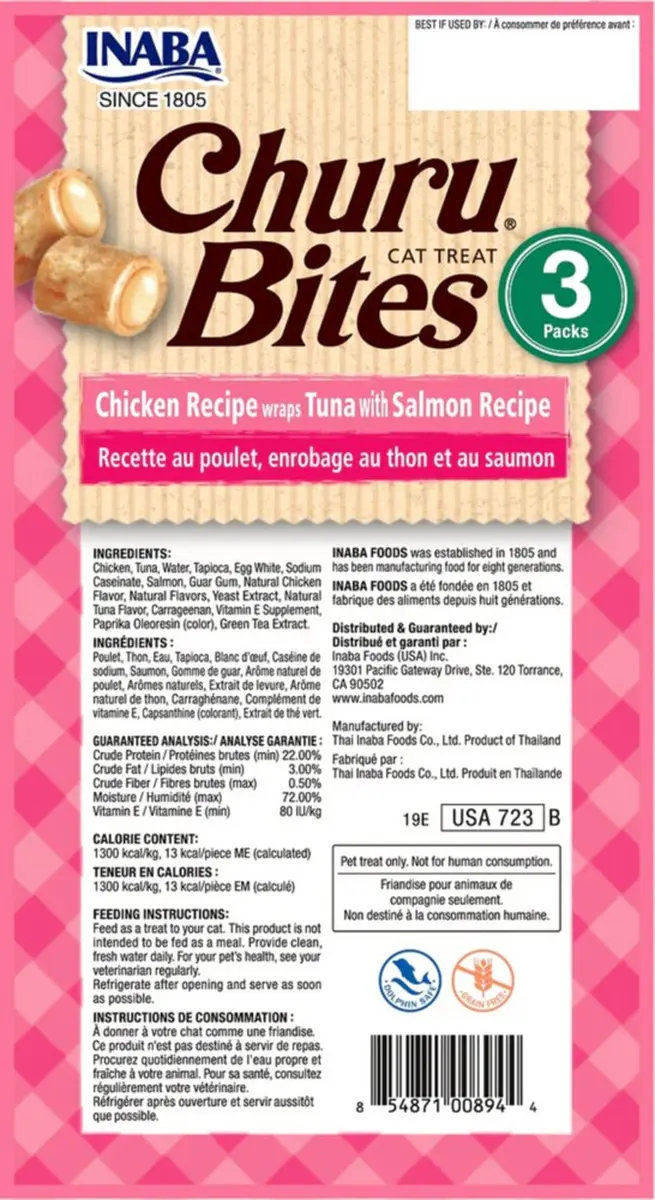 Inaba Churu Bites Kip Zalm 42g