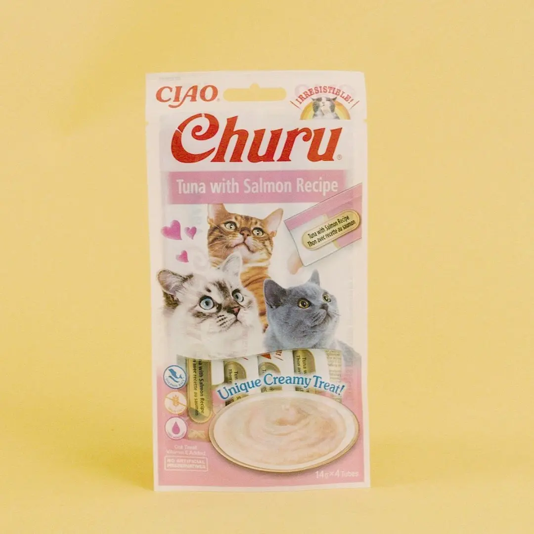 Inaba Churu Purée Tonijn & Zalm Kattensnack - 4x15g