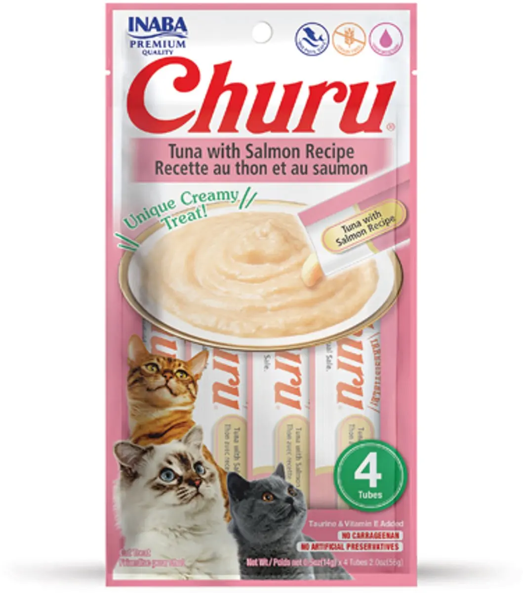 Inaba Churu Purée Tonijn & Zalm Kattensnack - 4x15g