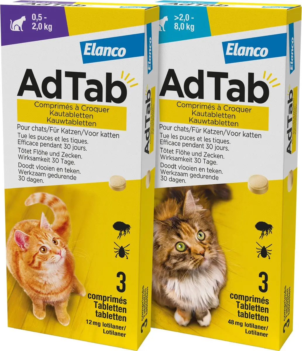 Adtab Elanco Anti Vlooien & Teek Kauwtabletten Kat 3 Stuks - afbeelding 2 van 6