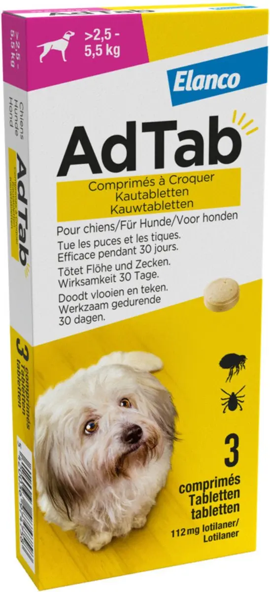 Adtab Anti Vlooien & Teek Kauwtabletten Hond 3 Stuks