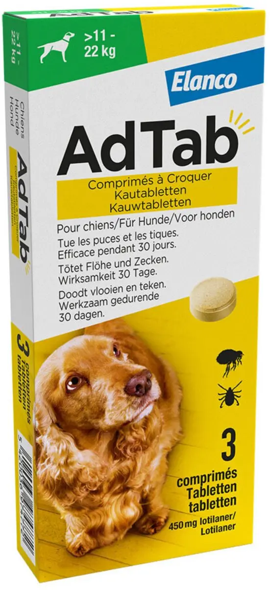 Adtab Anti Vlooien & Teek Kauwtabletten Hond 3 Stuks - afbeelding 4 van 6