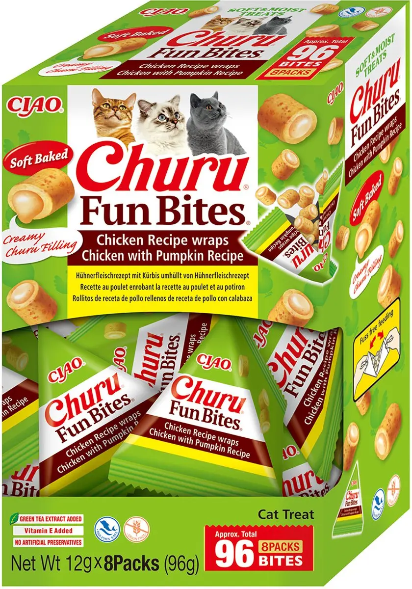 Inaba Ciao Churu Fun Bites Kip & Pompoen - 8x12g