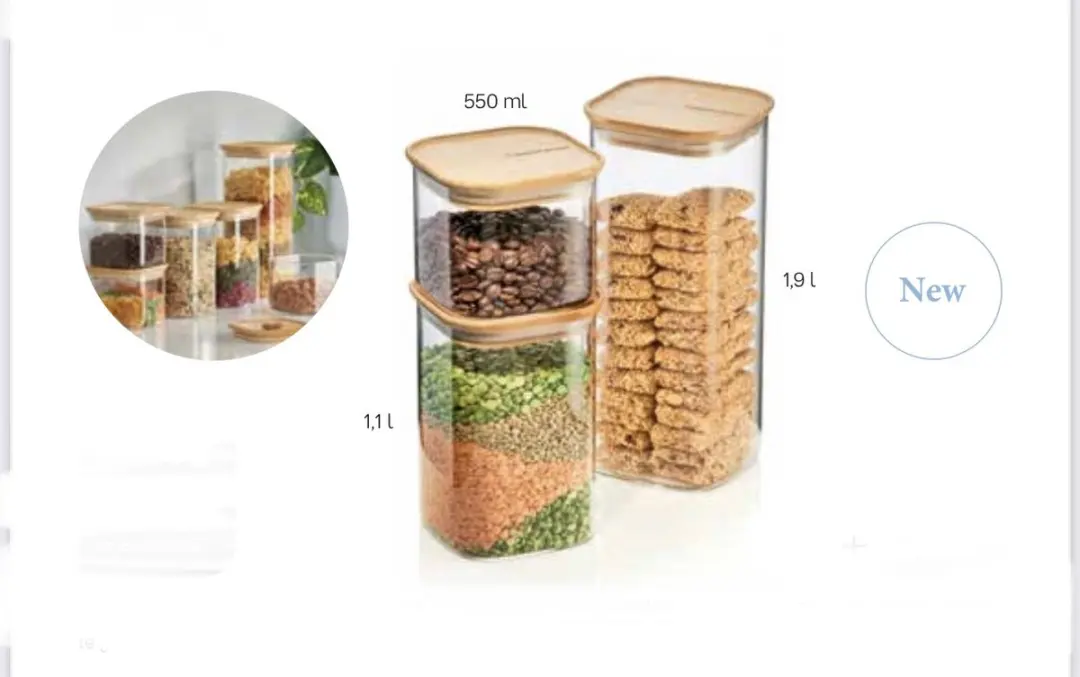 Tupperware Bamboo Glass Storage