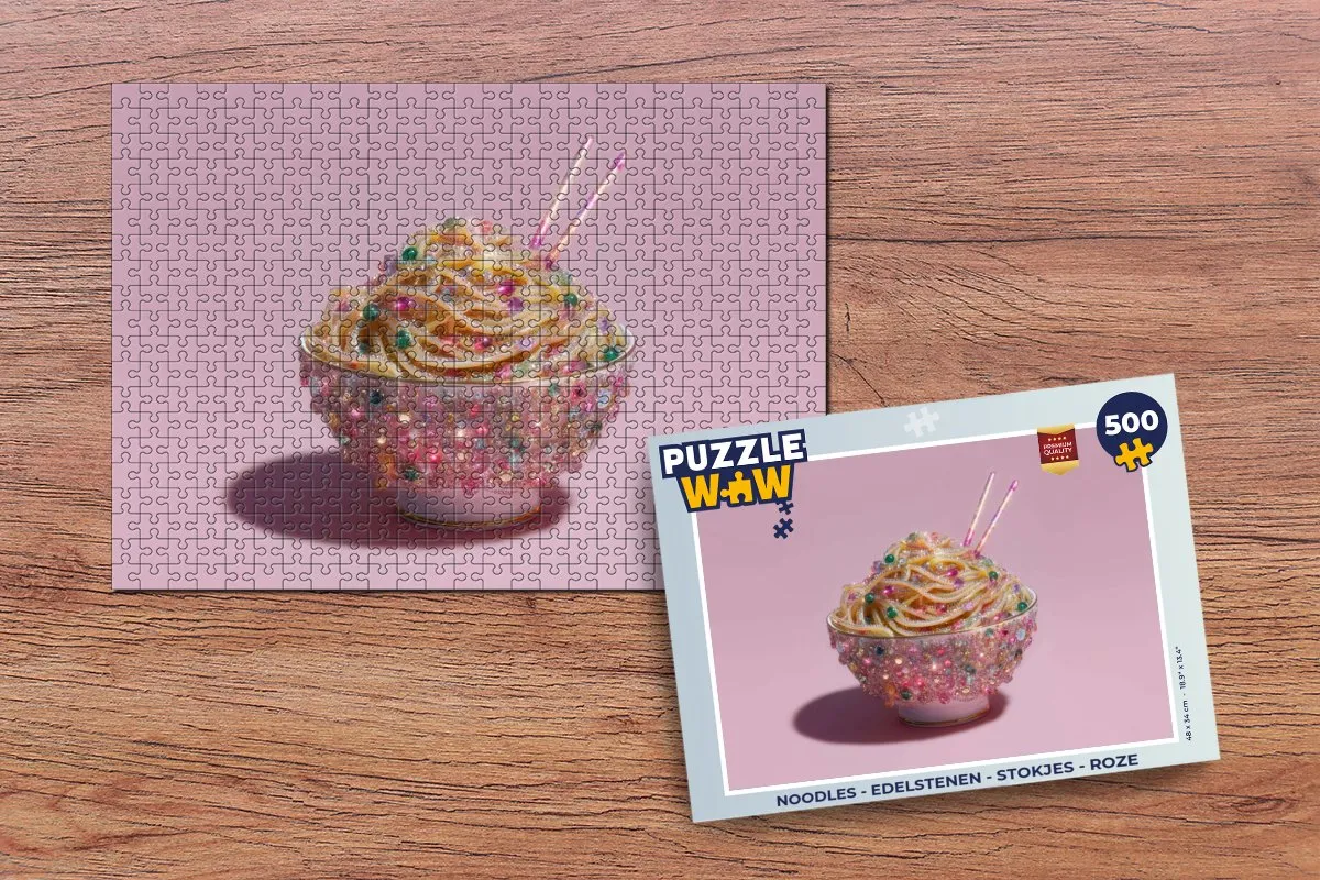 PuzzleWow Noodles Edelstenen Legpuzzel 500 Stuks - Roze