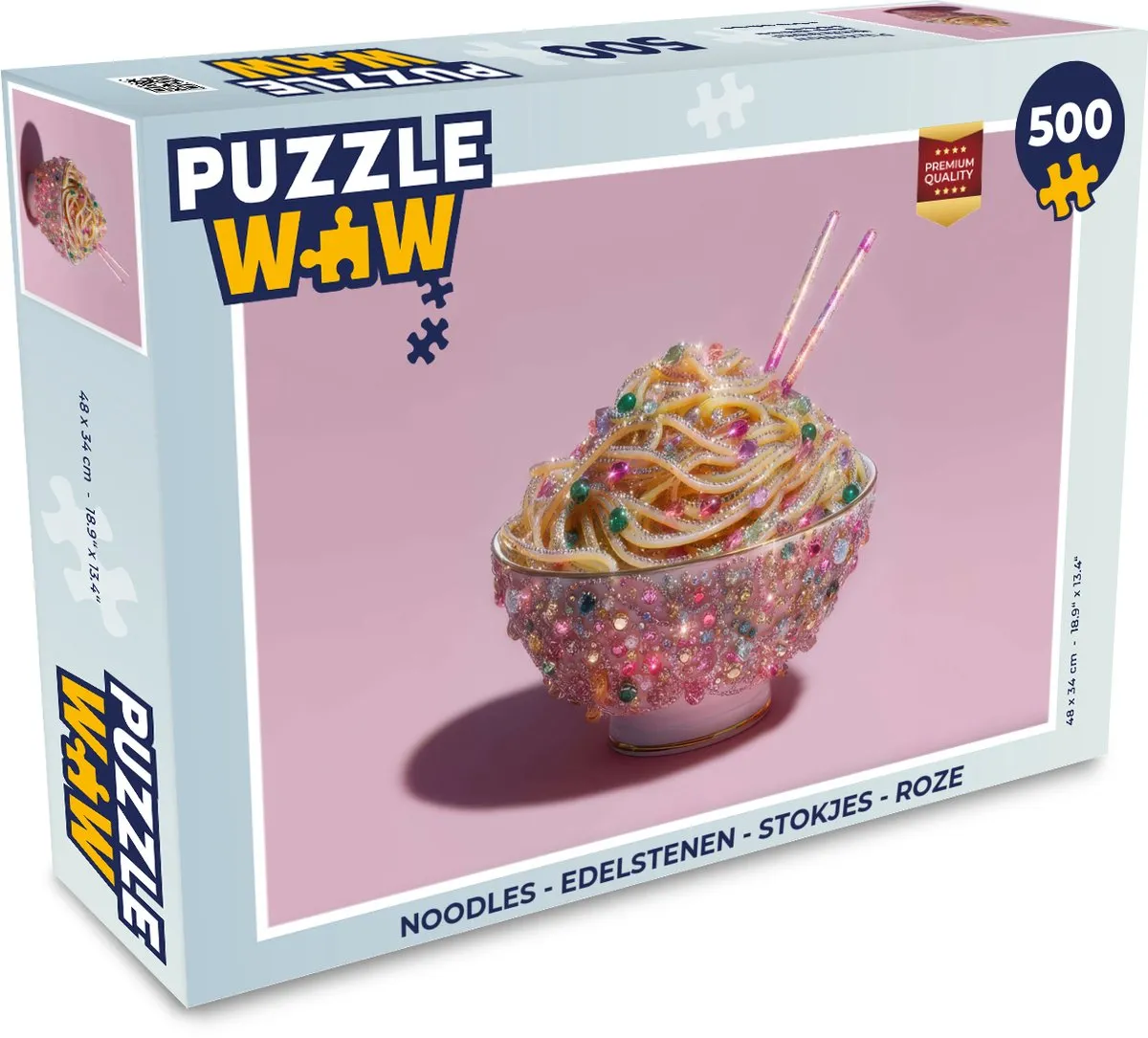 PuzzleWow Noodles Edelstenen Legpuzzel 500 Stuks - Roze