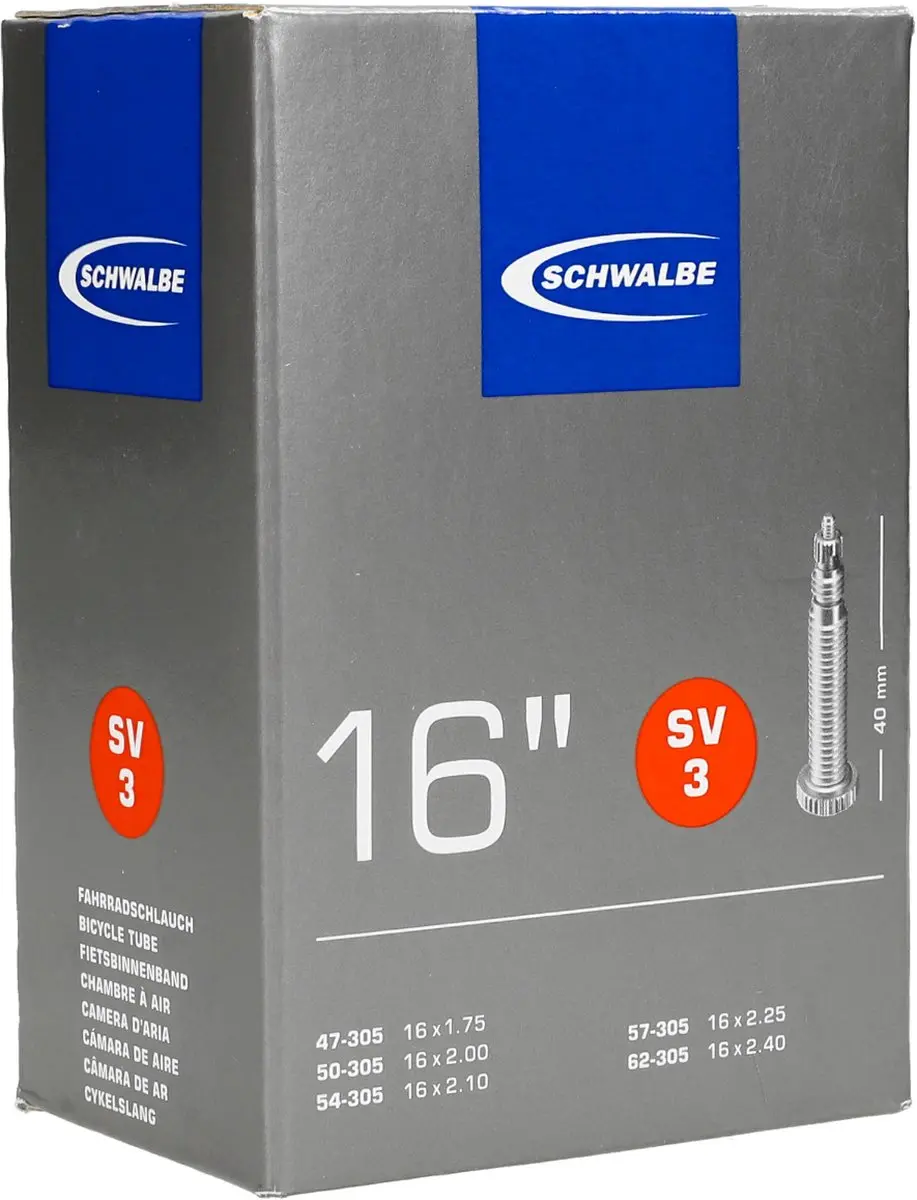 Schwalbe Binnenband 16x1.75/2.50 - Frans Ventiel - 40mm - Zwart