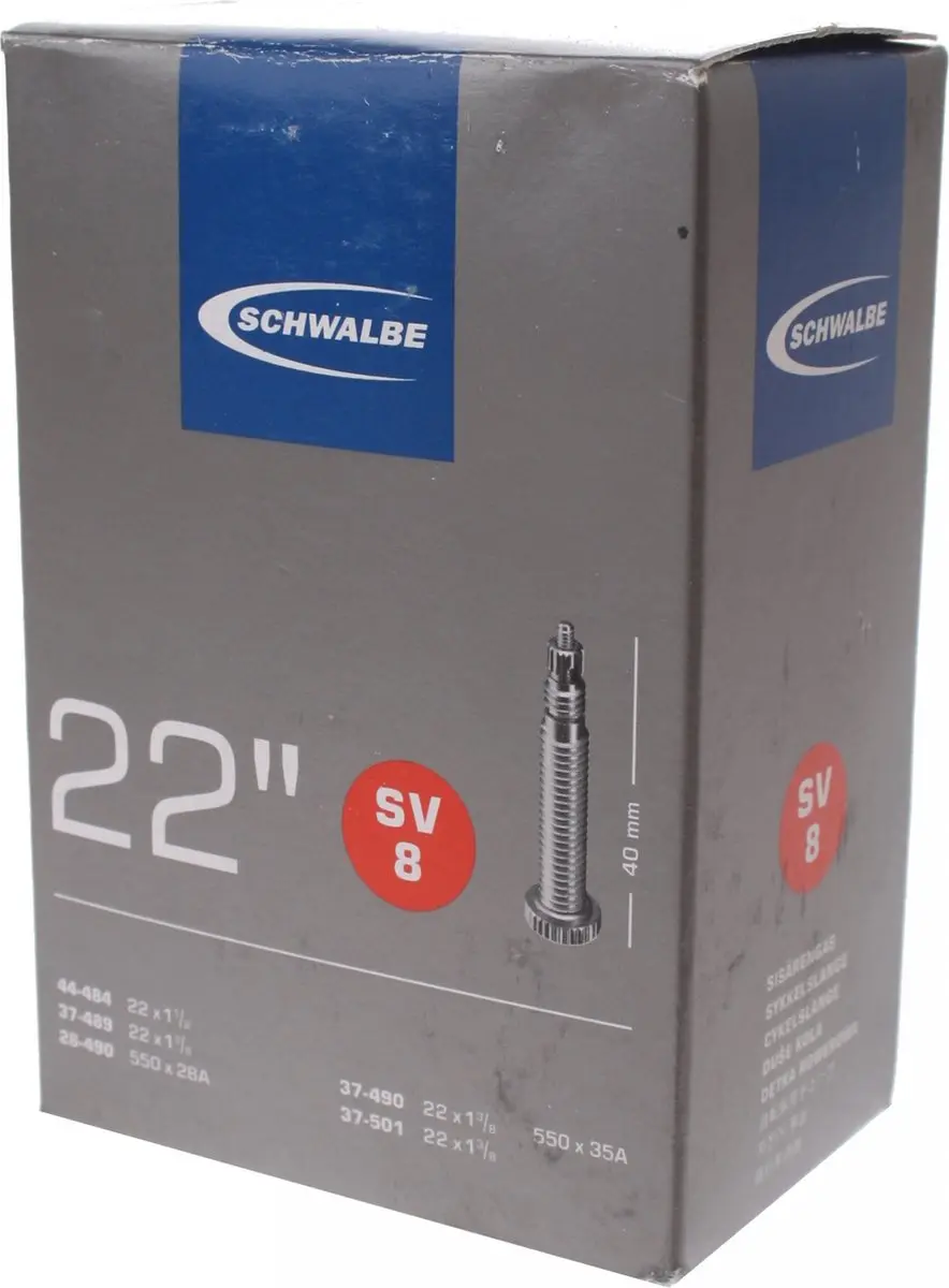 Schwalbe SV8 Binnenband 22 Inch - Frans/Presta Ventiel - Zwart