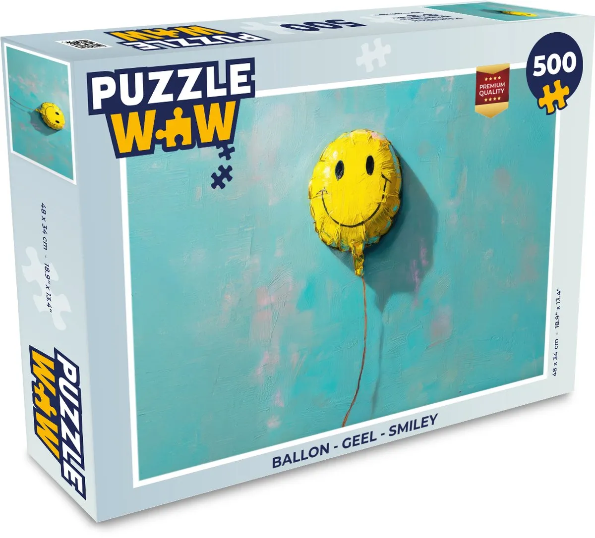 PuzzleWow Ballon Smiley Legpuzzel 500 Stuks - Geel