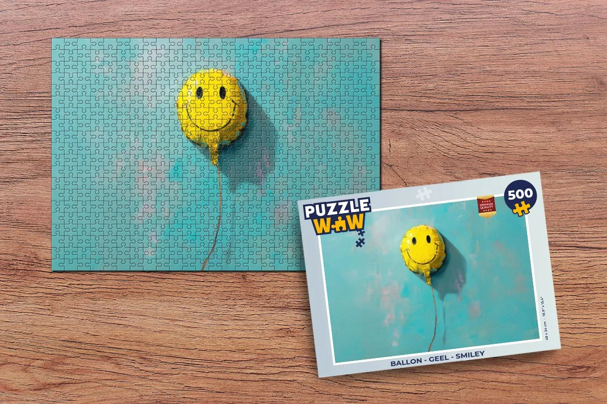 PuzzleWow Ballon Smiley Legpuzzel 500 Stuks - Geel
