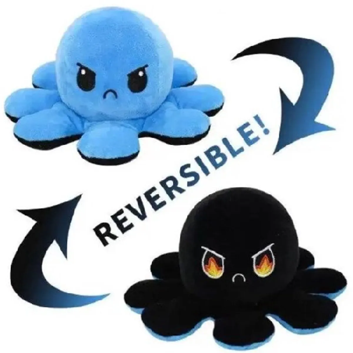Topknuffels Octopus Mood Pluche Knuffel 15cm - Zwart/Blauw