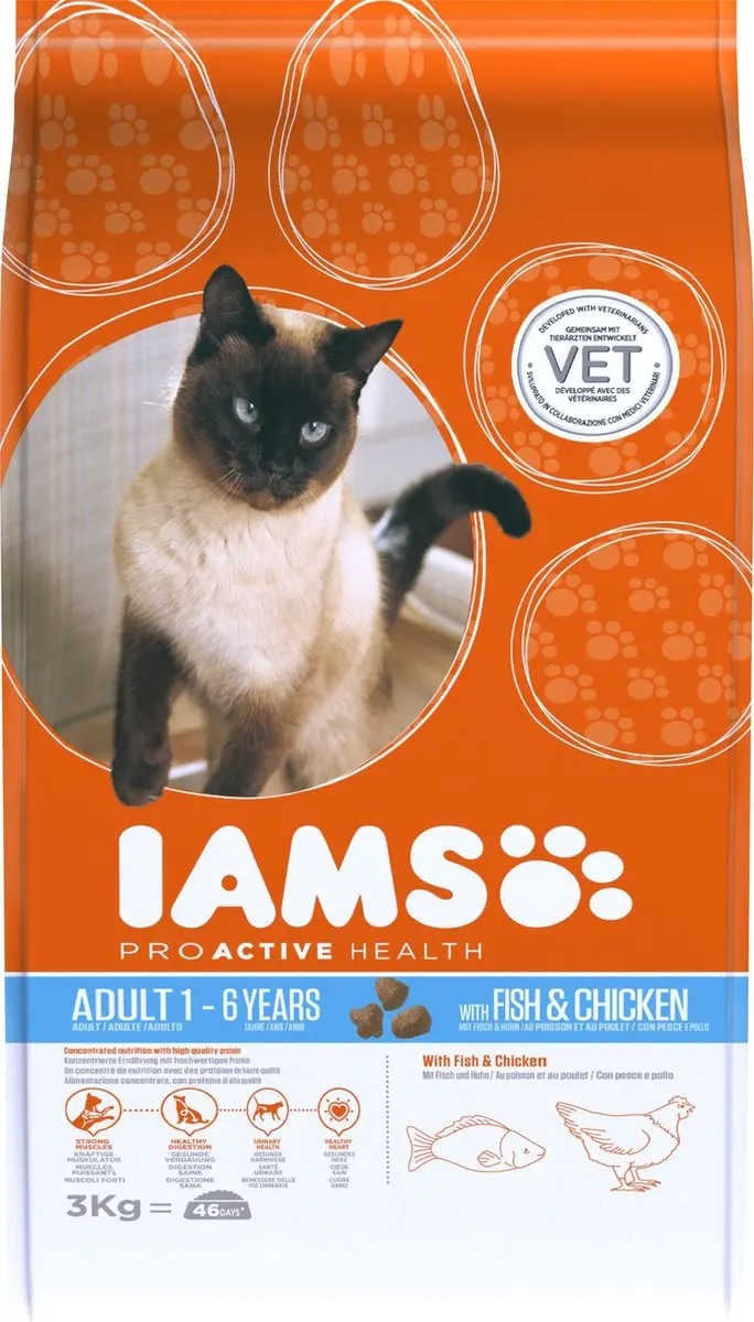 Iams Cat Adult Fish & Chicken Kattenvoer 3kg