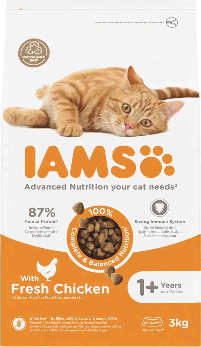 Iams Cat Adult Kip Kattenvoer 3kg