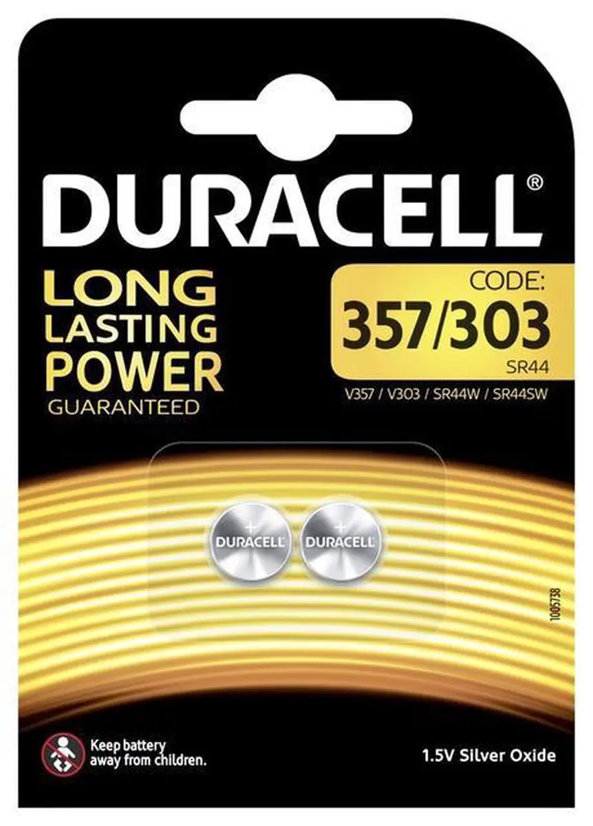 Duracell Knoopcel 357/303 - 190mAh - 2 Stuks