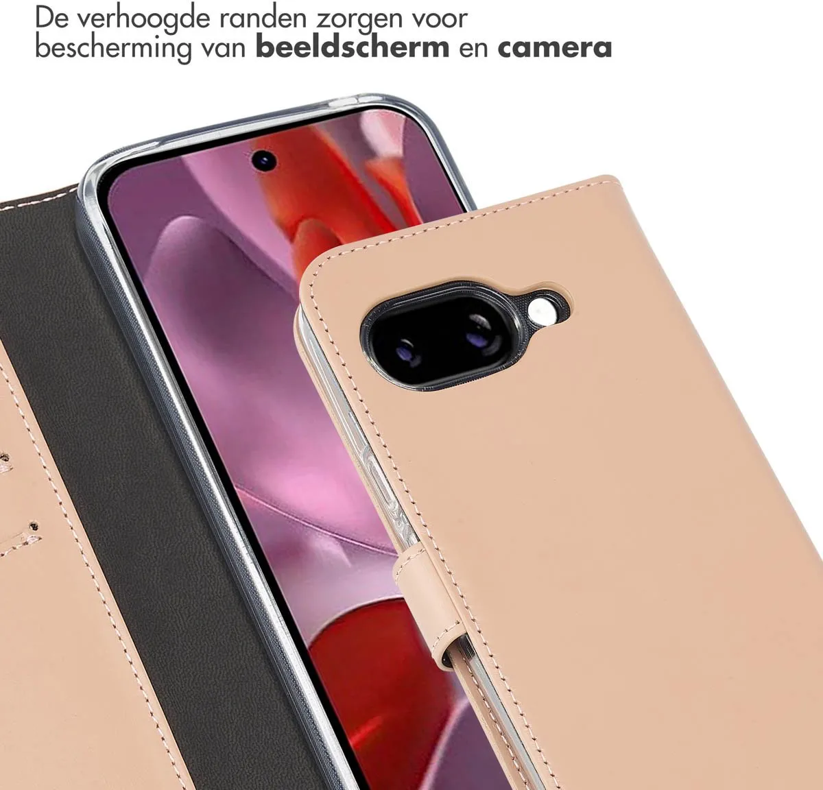 Selencia Hoesje Google Pixel 9a - Lederen Bookcase Lichtroze
