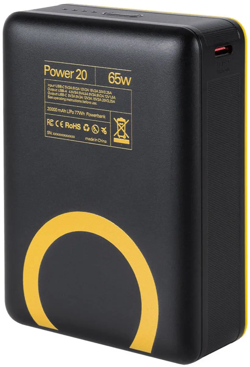 Waka Waka WWP20-032501 Ultrafast Powerbank 20.000mAh - 4x USB - Geel/Zwart - afbeelding 3 van 6