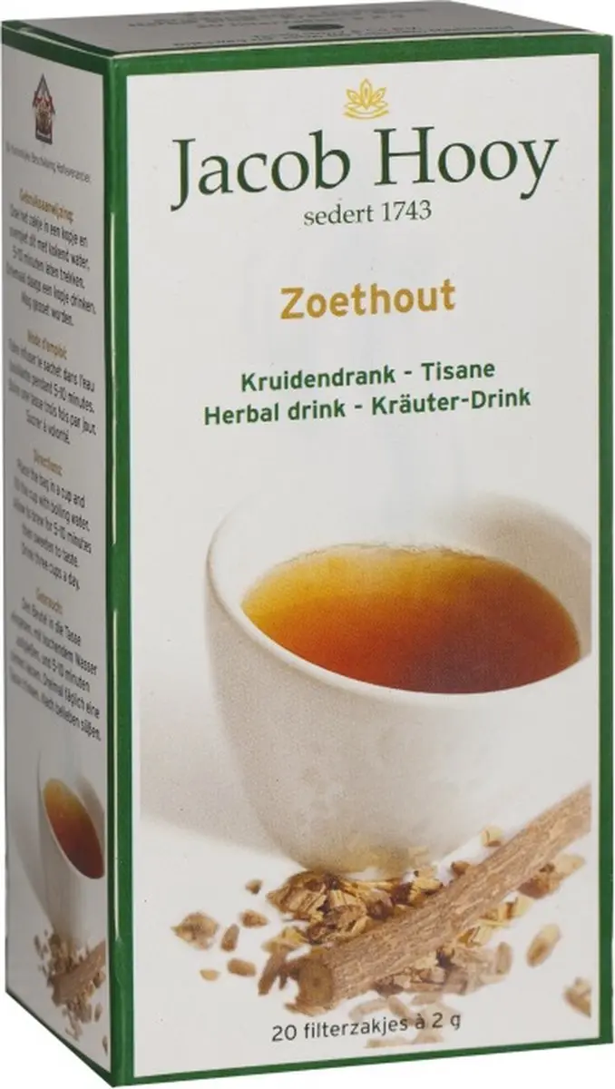Jacob Hooy Zoethout Theezakjes - 20 Stuks