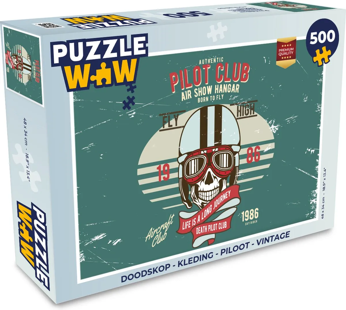 PuzzleWow Doodskop Piloot Legpuzzel 500 Stuks - Multicolor
