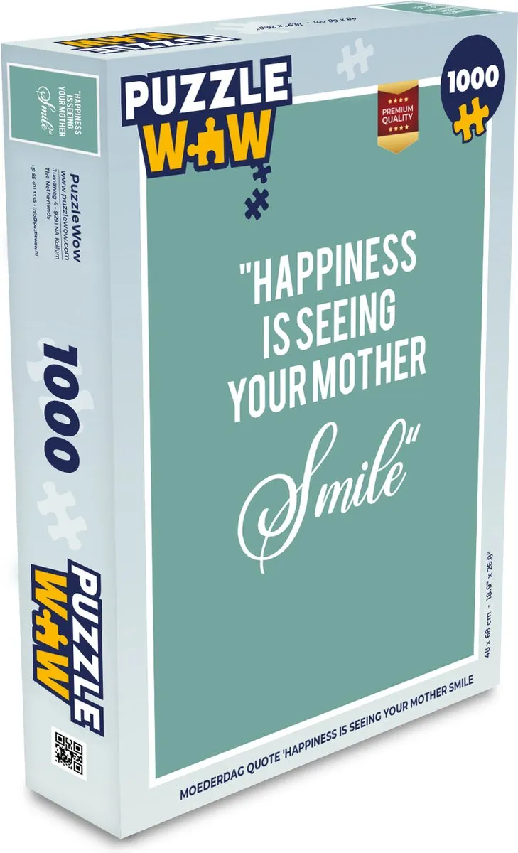 PuzzleWow Happiness is seeing your mother smile Legpuzzel 1000 Stuks - Multicolor