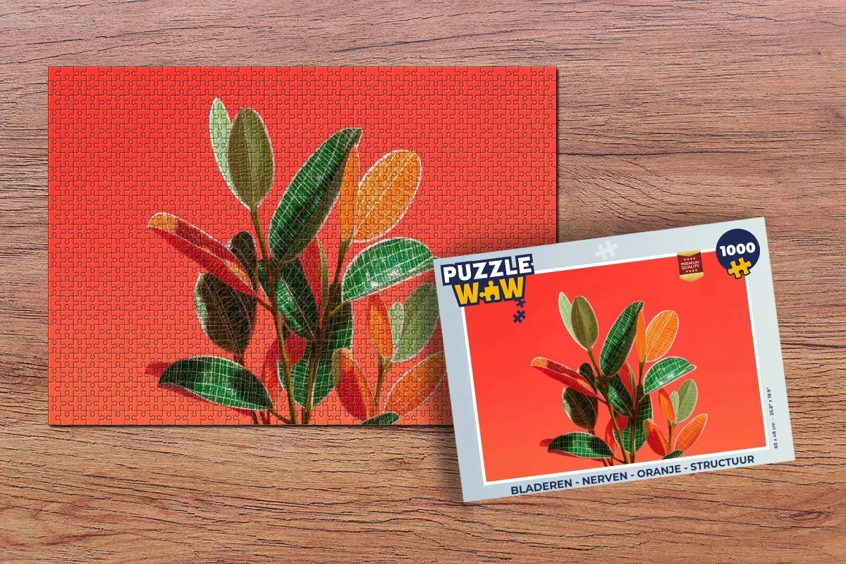 PuzzleWow Legpuzzel 1000 Stuks - Bladeren Oranje