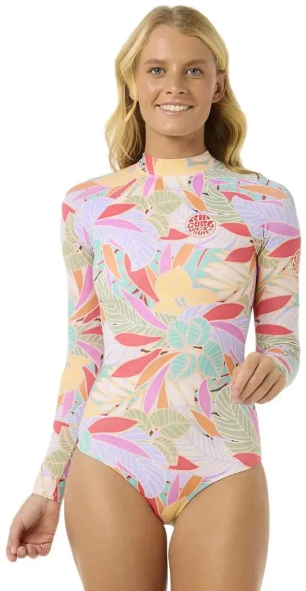 Rip Curl Cala Vadella Upf Dames Shorty Met Lange Mouwen En Rits Op De Rug Veelkl