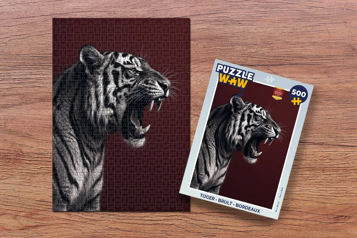 PuzzleWow Tijger Brult Legpuzzel 500 Stuks - Bordeaux