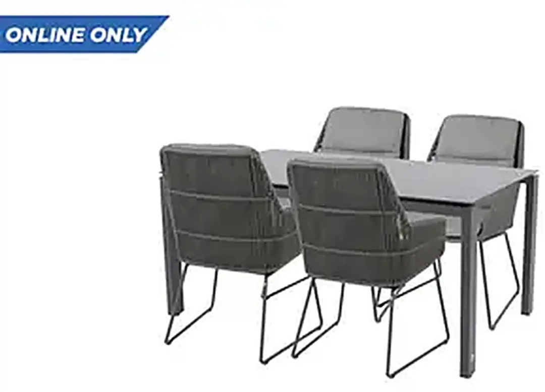 Goa tafel 160 x 95 cm met 4 Valencia diningstoelen