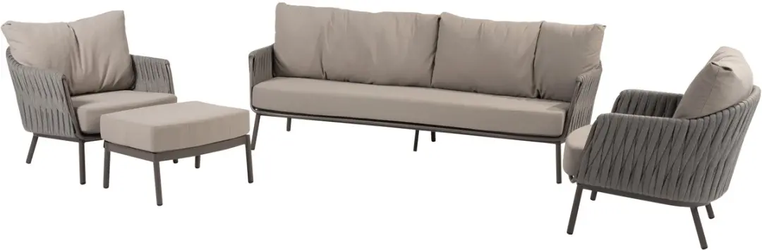 4 Seasons Outdoor Cannes Loungeset 4-delig - 4 Zitplekken - Bruin - afbeelding 2 van 3