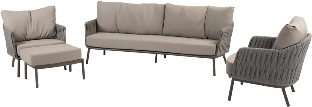 4 Seasons Outdoor Cannes Loungeset 4-delig - 4 Zitplekken - Bruin - afbeelding 3 van 3