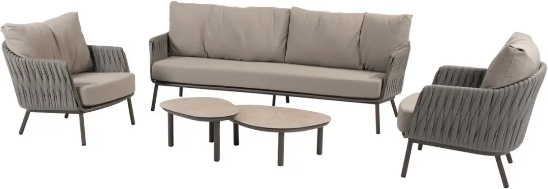 4 Seasons Outdoor Monroe Cannes Loungeset 5-delig - 4 zitplekken - Bruin - afbeelding 3 van 3