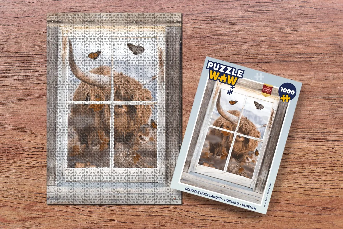 PuzzleWow Schotse Hooglander Legpuzzel 1000 Stuks - Multicolor