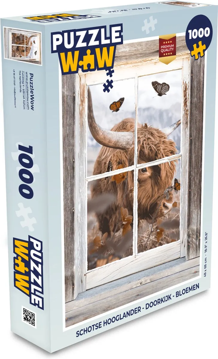 PuzzleWow Schotse Hooglander Legpuzzel 1000 Stuks - Multicolor
