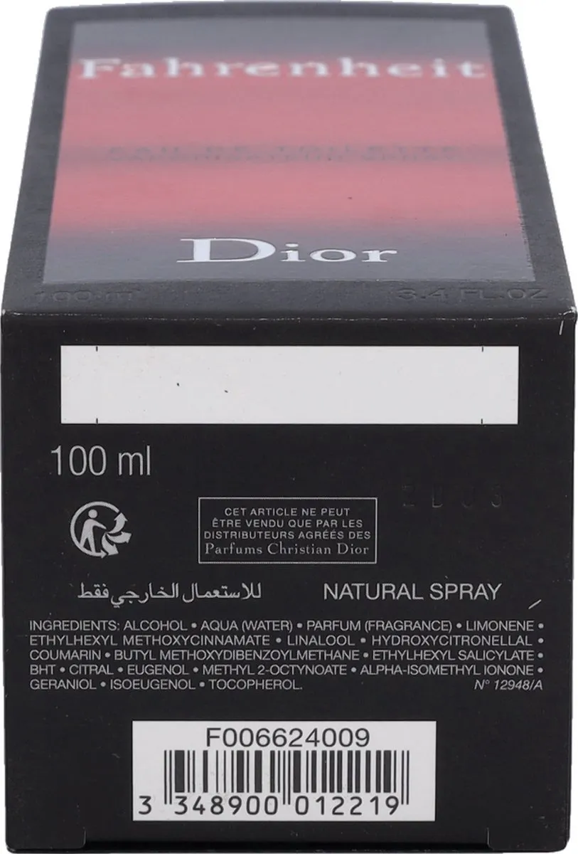 Dior Fahrenheit Herenparfum Eau de Toilette 100ml