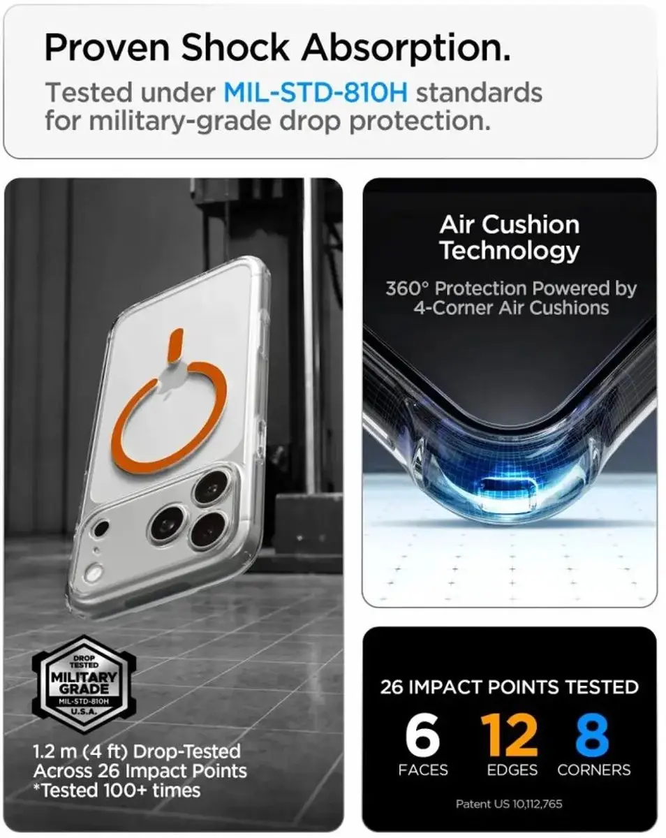 Spigen Ultra Hybrid MagFit Hoesje iPhone 17/18 Pro - Oranje Transparant - afbeelding 5 van 6