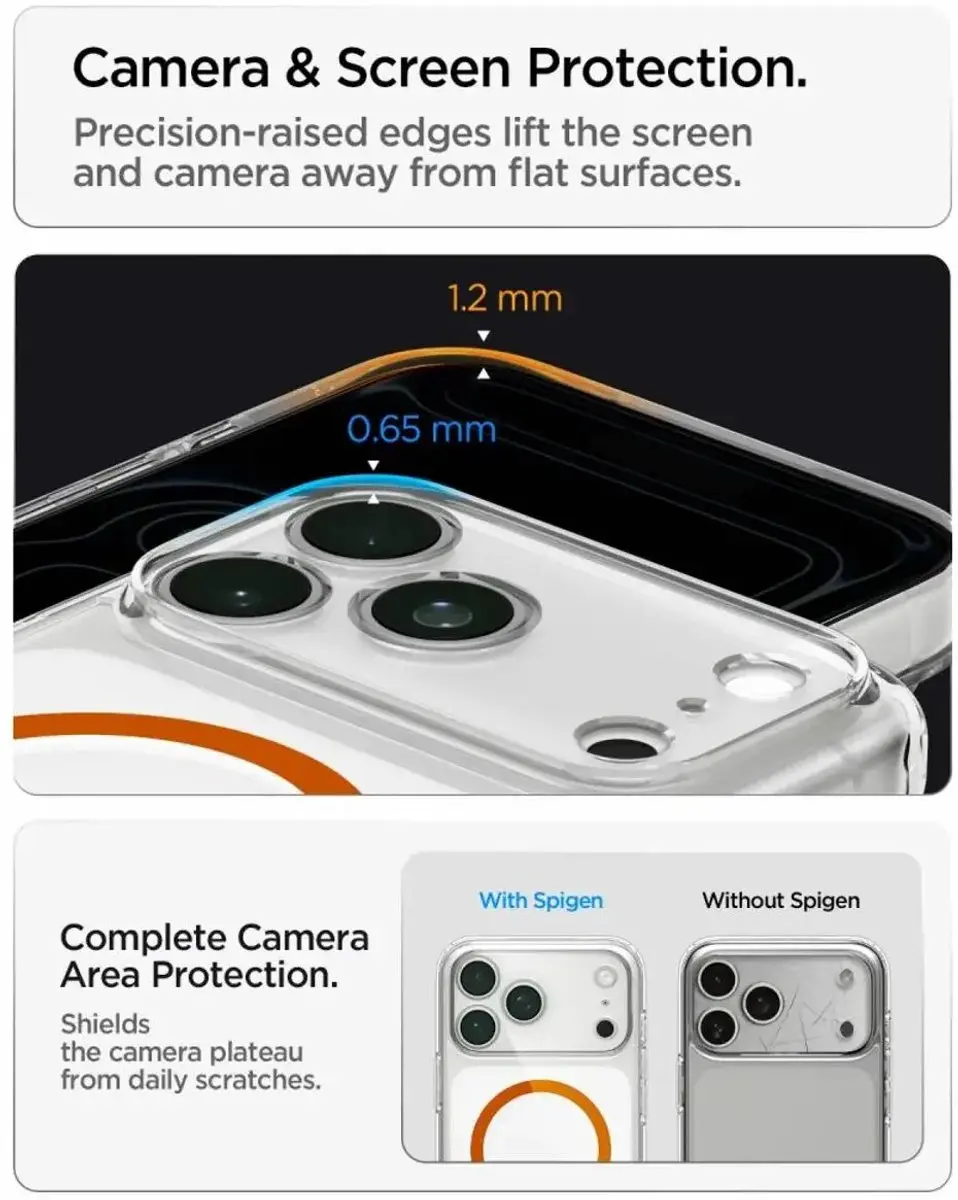 Spigen Ultra Hybrid MagFit Hoesje iPhone 17/18 Pro - Oranje Transparant - afbeelding 3 van 6