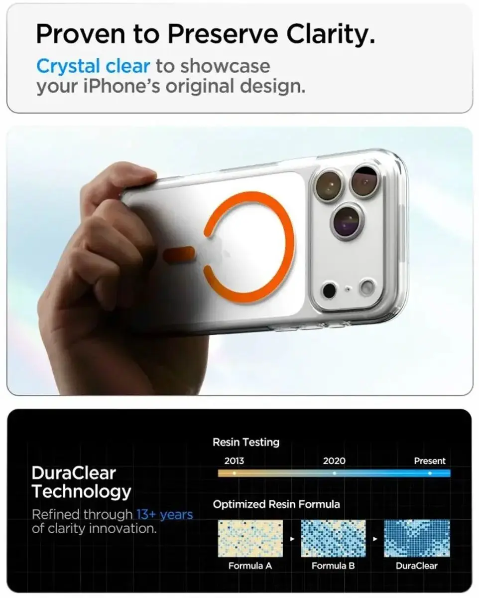Spigen Ultra Hybrid MagFit Hoesje iPhone 17/18 Pro - Oranje Transparant - afbeelding 4 van 6