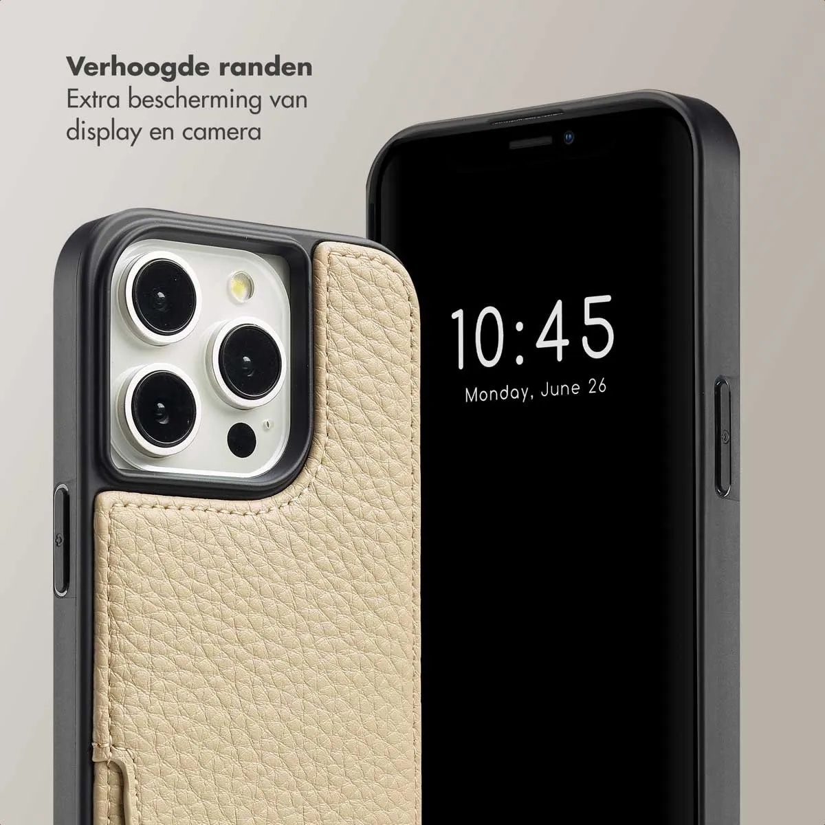 Selencia Hoesje iPhone 15 Pro Beige - 2 Pasjes