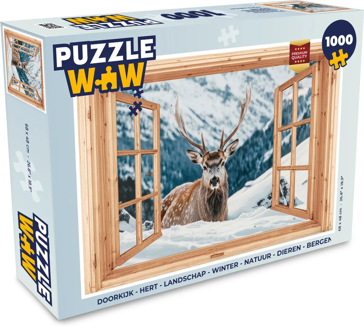 PuzzleWow Doorkijk Hert Landschap Winter Natuur - 1000 Stuks