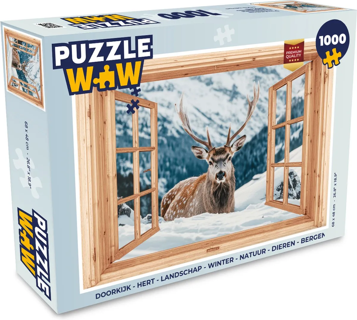 PuzzleWow Doorkijk Hert Landschap Winter Natuur - 1000 Stuks