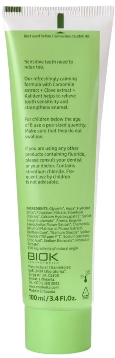 Ecodenta Tandpasta Gevoelige Tanden Kamille 100ml