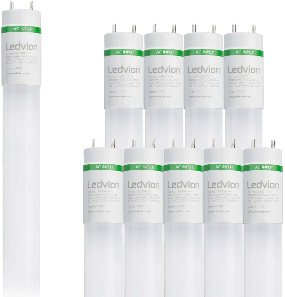 LEDVION 10X LED TL Buis 60cm 6.3W 4000K