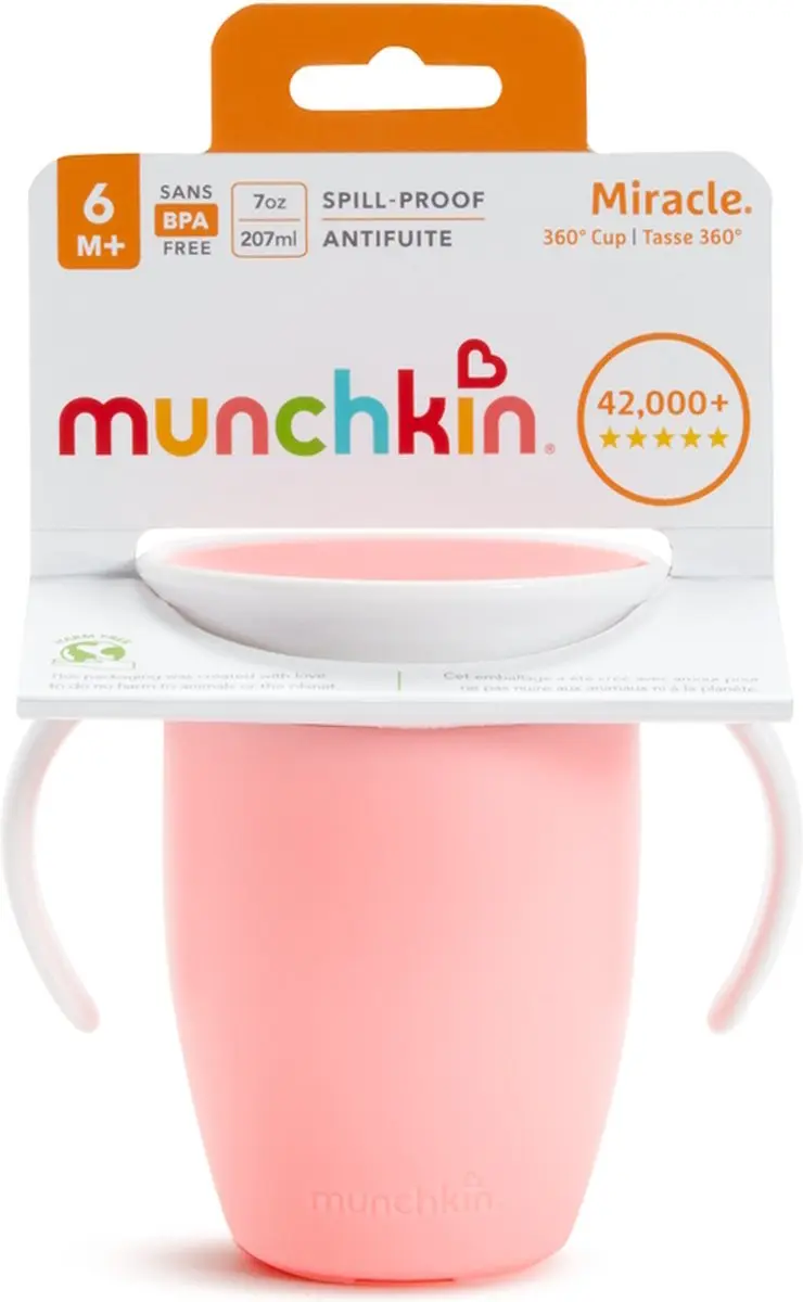 Munchkin Miracle Anti-Lek 360° Drinkbeker 207ml - Roze