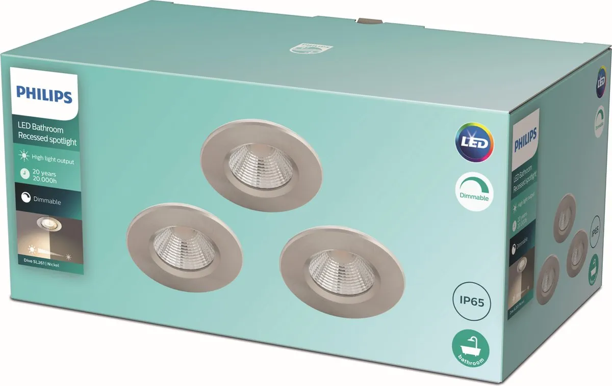 Philips Dive Inbouwspot 3-lichts Nikkel