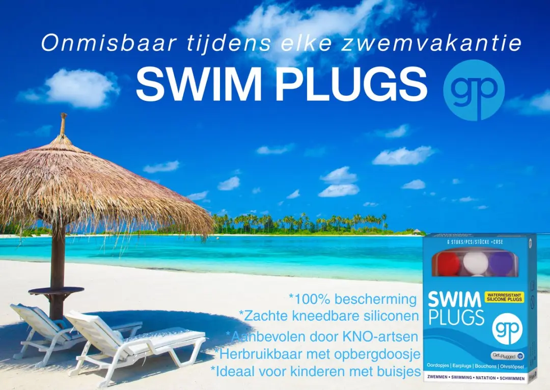Get Plugged Swim Oordoppen - 3 Paar - Rood/Wit/Blauw - afbeelding 6 van 6