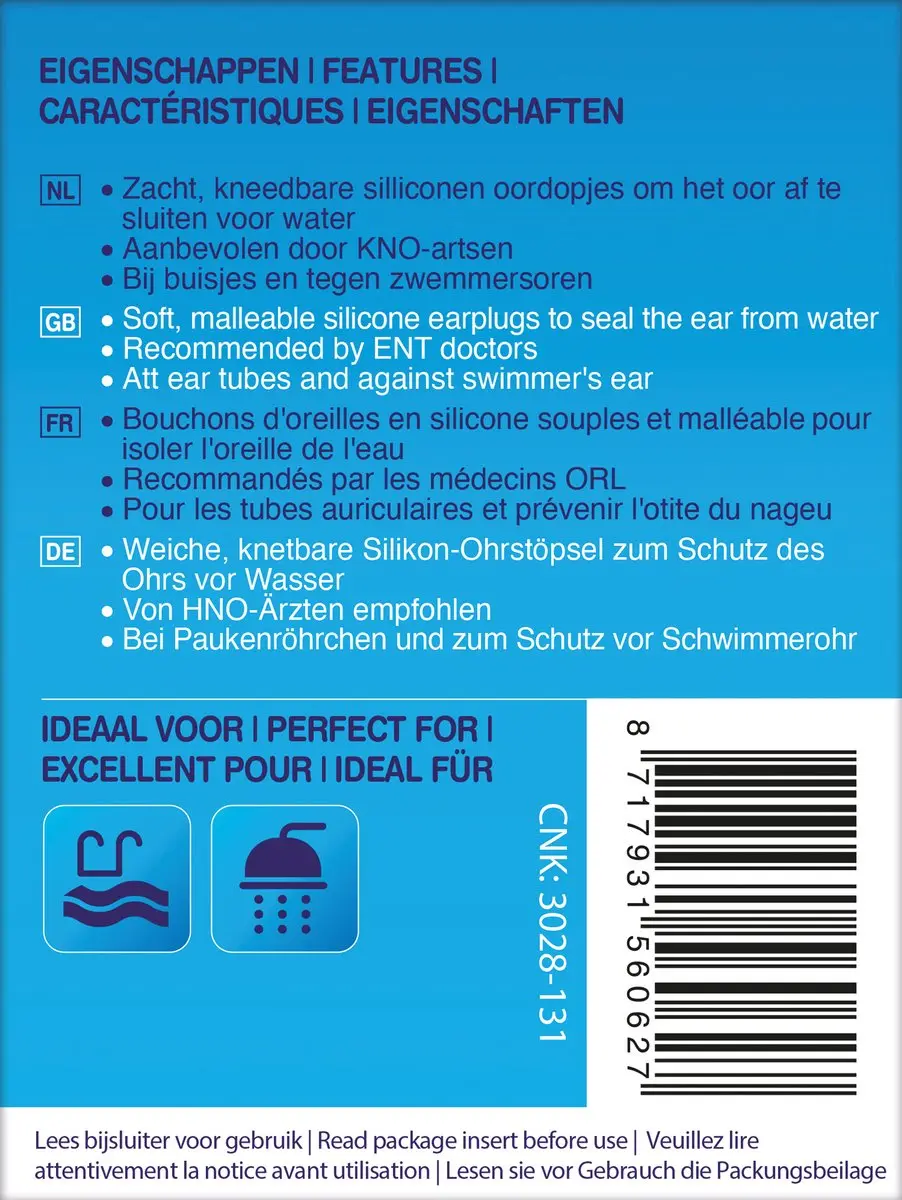 Get Plugged Swim Oordoppen - 3 Paar - Rood/Wit/Blauw - afbeelding 2 van 6