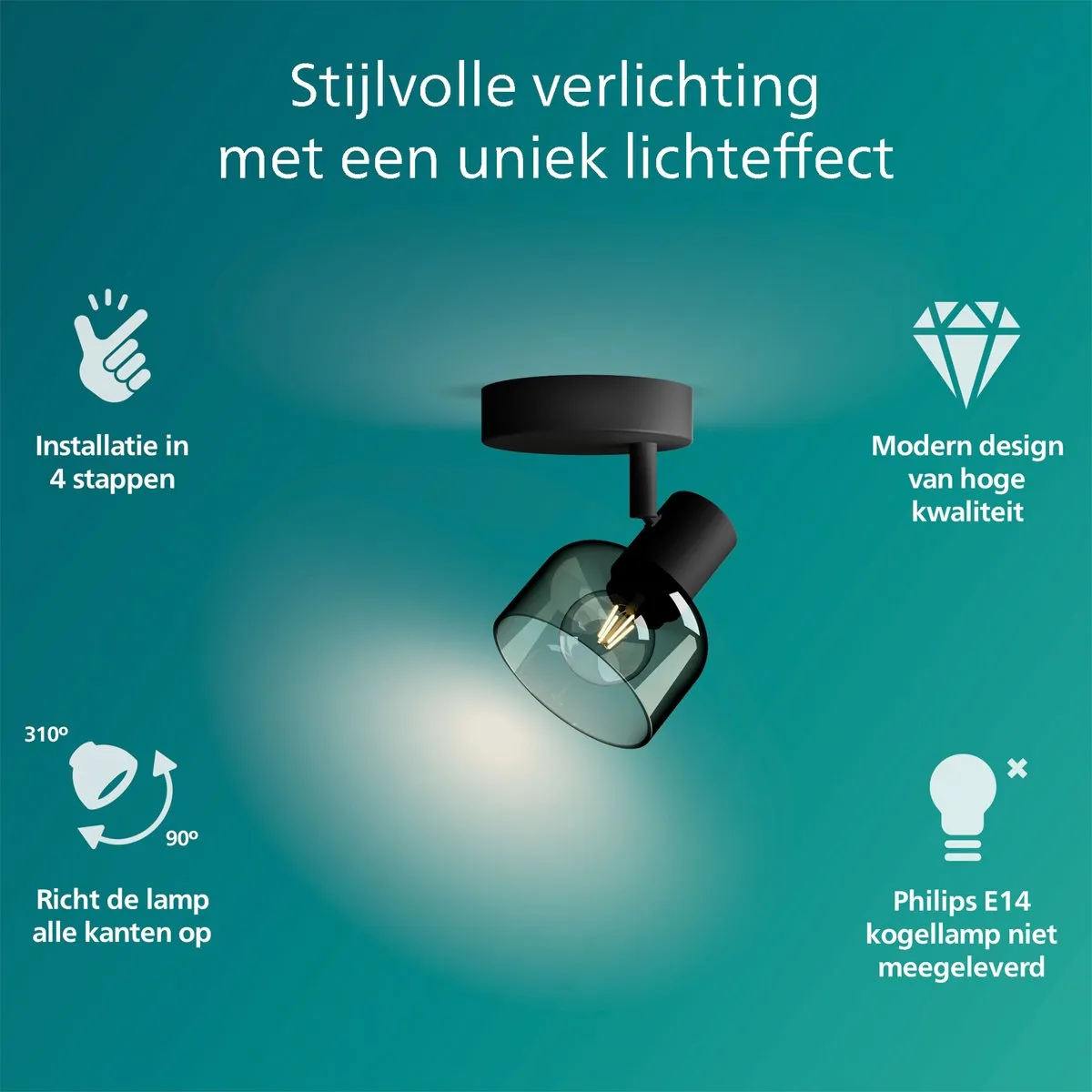 Philips Sleet Wandspot E14 - 2x25W - Zwart